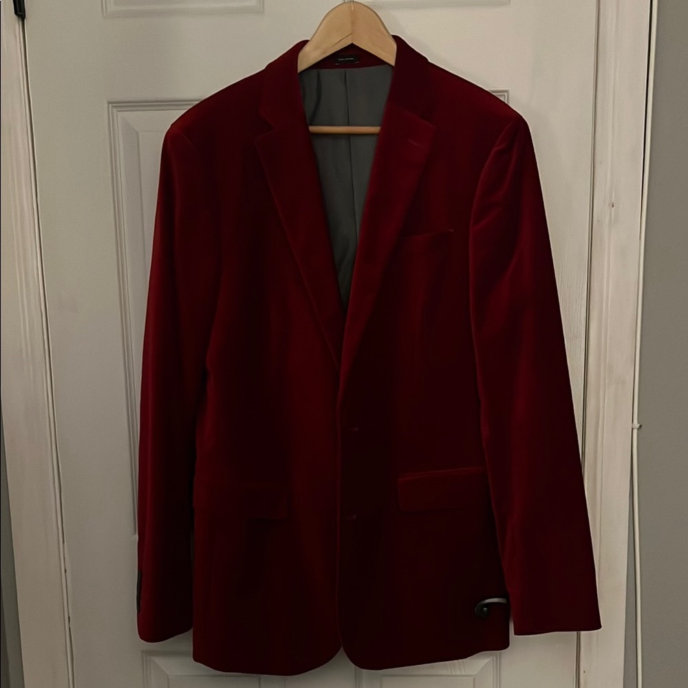 jf j.ferrar Rich Red Velvet Blazer